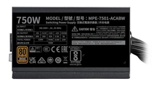 COOLERMASTER 750W 80+ BRONZE MWE v2 MPE-7501-ACABW-3BEU 12cm Fanlı Power Supply